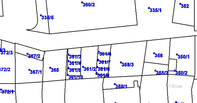 Parcela st. 361/6 v KÚ Benešov u Prahy, Katastrální mapa