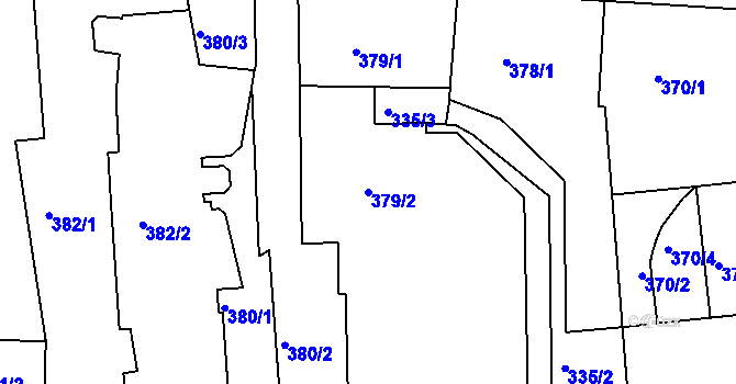 Parcela st. 379/2 v KÚ Benešov u Prahy, Katastrální mapa