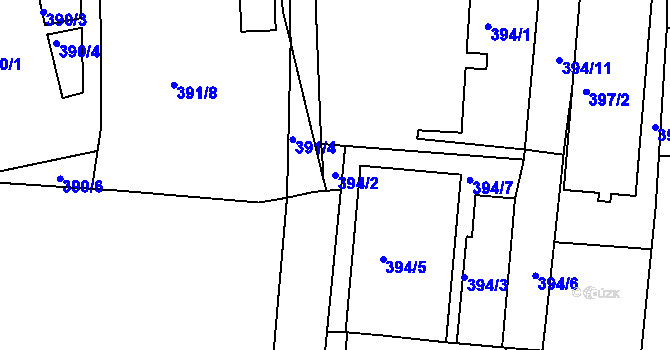 Parcela st. 394/2 v KÚ Benešov u Prahy, Katastrální mapa