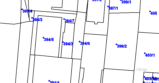 Parcela st. 394/6 v KÚ Benešov u Prahy, Katastrální mapa