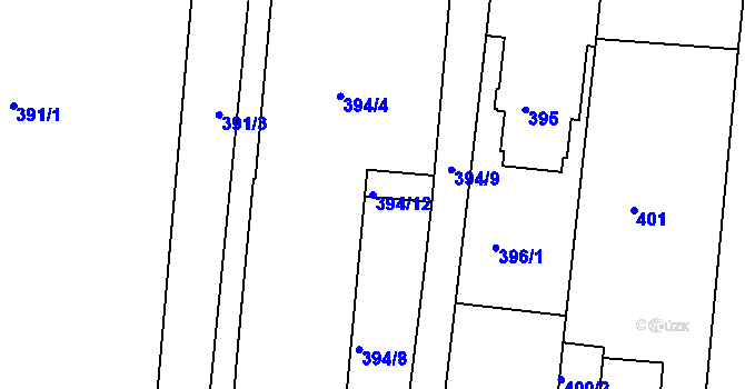 Parcela st. 394/12 v KÚ Benešov u Prahy, Katastrální mapa