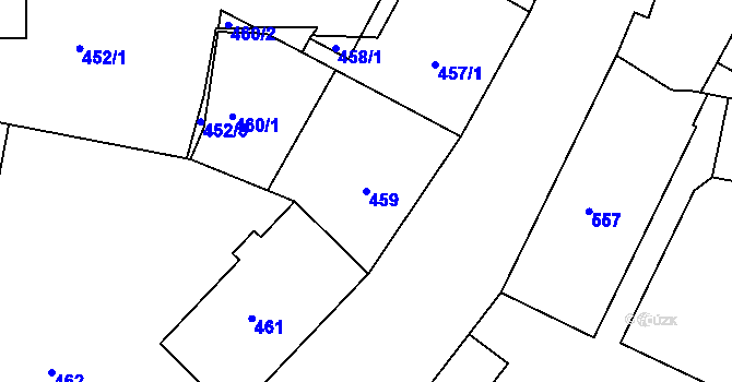 Parcela st. 459 v KÚ Benešov u Prahy, Katastrální mapa