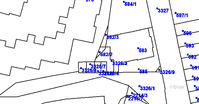 Parcela st. 582/2 v KÚ Benešov u Prahy, Katastrální mapa
