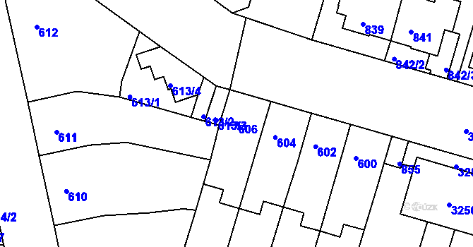 Parcela st. 606 v KÚ Benešov u Prahy, Katastrální mapa