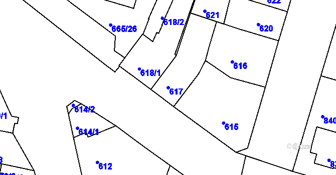 Parcela st. 617 v KÚ Benešov u Prahy, Katastrální mapa