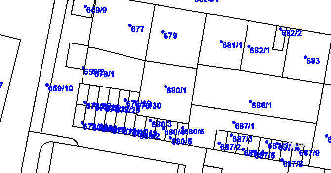 Parcela st. 680/1 v KÚ Benešov u Prahy, Katastrální mapa