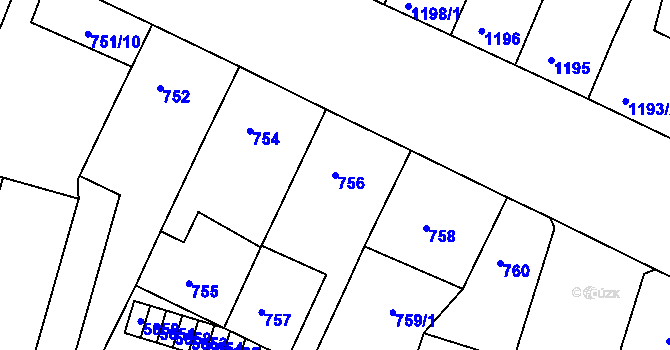 Parcela st. 756 v KÚ Benešov u Prahy, Katastrální mapa