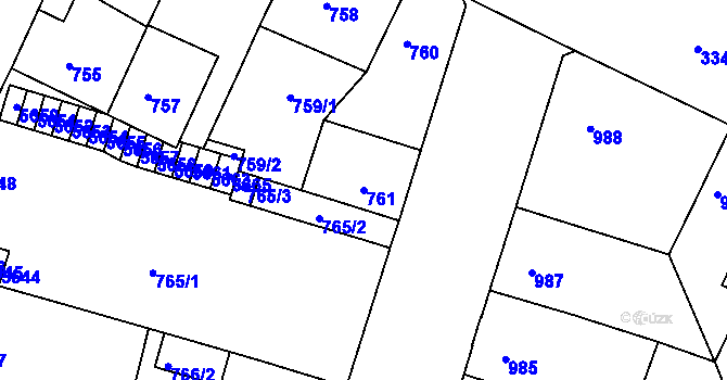 Parcela st. 761 v KÚ Benešov u Prahy, Katastrální mapa