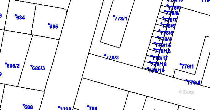 Parcela st. 778/3 v KÚ Benešov u Prahy, Katastrální mapa