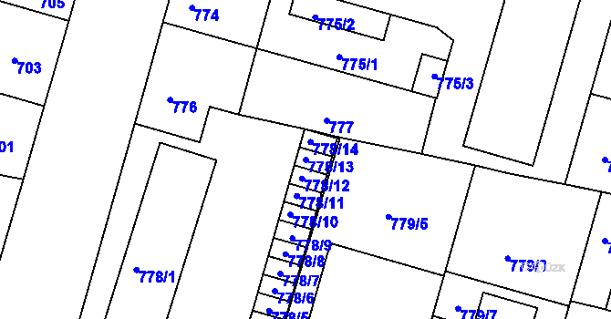 Parcela st. 778/13 v KÚ Benešov u Prahy, Katastrální mapa