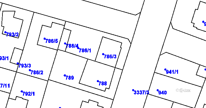 Parcela st. 786/3 v KÚ Benešov u Prahy, Katastrální mapa