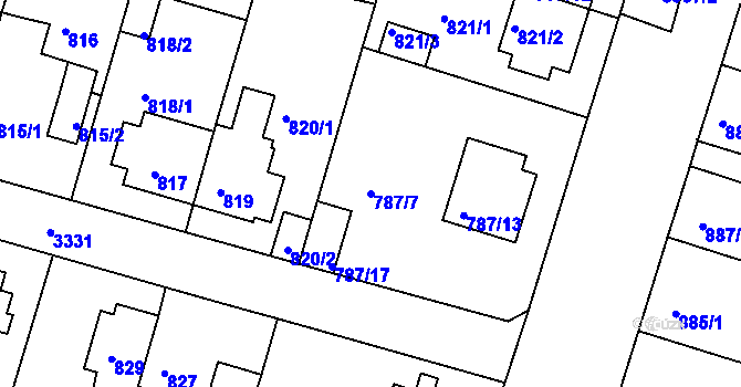 Parcela st. 787/7 v KÚ Benešov u Prahy, Katastrální mapa