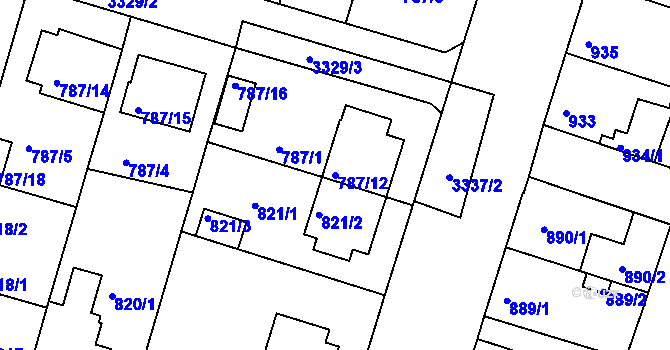 Parcela st. 787/12 v KÚ Benešov u Prahy, Katastrální mapa
