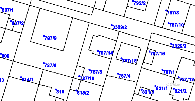 Parcela st. 787/14 v KÚ Benešov u Prahy, Katastrální mapa