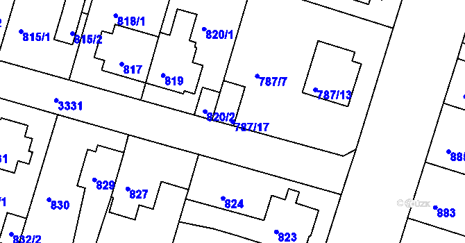 Parcela st. 787/17 v KÚ Benešov u Prahy, Katastrální mapa