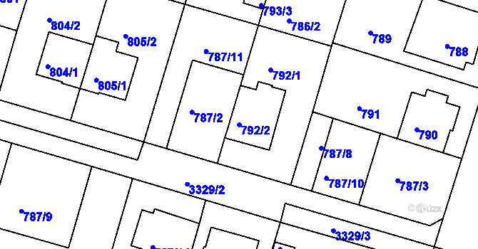 Parcela st. 792/2 v KÚ Benešov u Prahy, Katastrální mapa