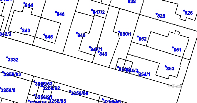 Parcela st. 849 v KÚ Benešov u Prahy, Katastrální mapa
