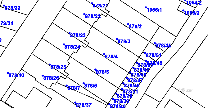 Parcela st. 878/4 v KÚ Benešov u Prahy, Katastrální mapa