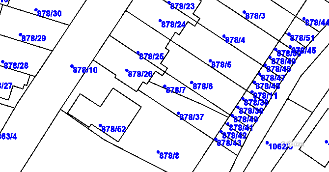 Parcela st. 878/7 v KÚ Benešov u Prahy, Katastrální mapa