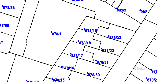 Parcela st. 878/18 v KÚ Benešov u Prahy, Katastrální mapa