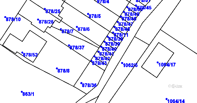 Parcela st. 878/41 v KÚ Benešov u Prahy, Katastrální mapa