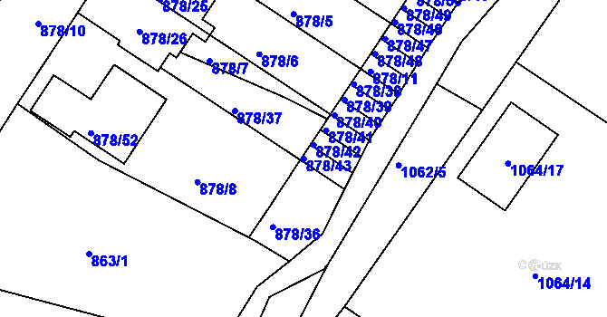 Parcela st. 878/43 v KÚ Benešov u Prahy, Katastrální mapa
