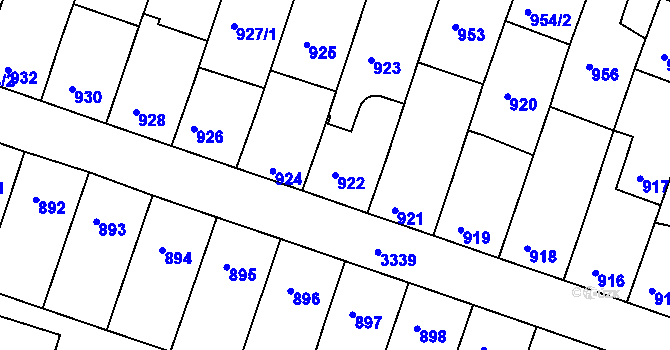 Parcela st. 922 v KÚ Benešov u Prahy, Katastrální mapa