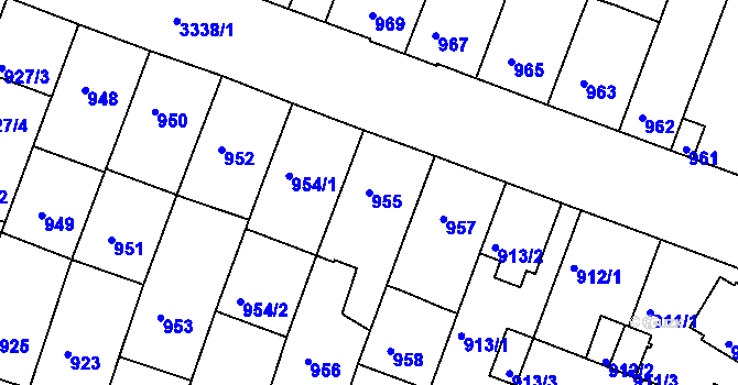 Parcela st. 955 v KÚ Benešov u Prahy, Katastrální mapa