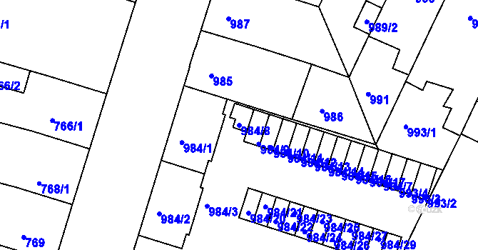 Parcela st. 984/8 v KÚ Benešov u Prahy, Katastrální mapa