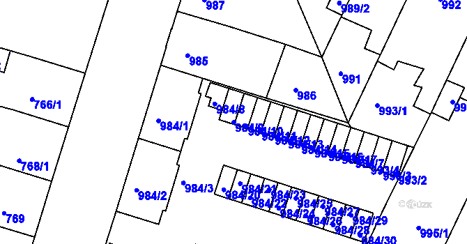 Parcela st. 984/9 v KÚ Benešov u Prahy, Katastrální mapa