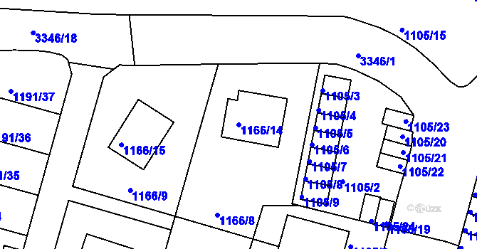 Parcela st. 1166/14 v KÚ Benešov u Prahy, Katastrální mapa