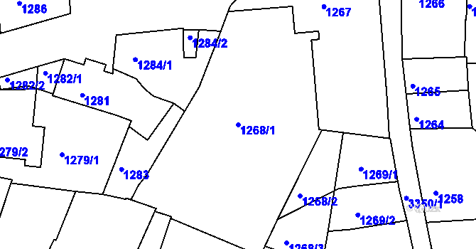 Parcela st. 1268/1 v KÚ Benešov u Prahy, Katastrální mapa
