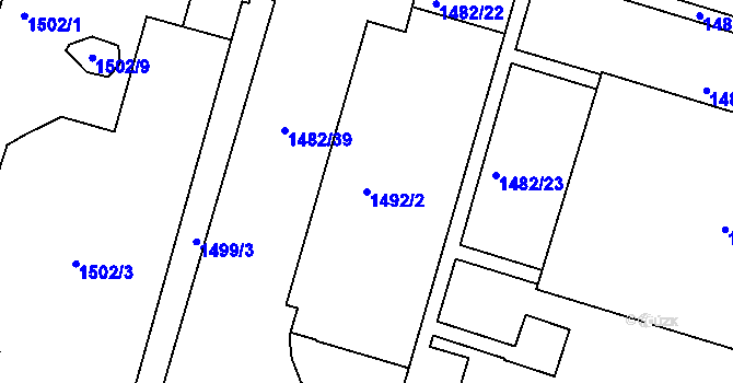 Parcela st. 1492/2 v KÚ Benešov u Prahy, Katastrální mapa