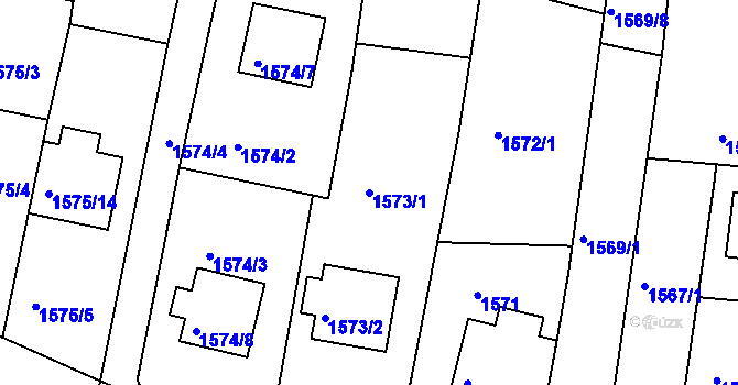 Parcela st. 1573/1 v KÚ Benešov u Prahy, Katastrální mapa
