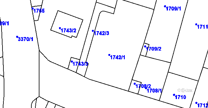 Parcela st. 1742 v KÚ Benešov u Prahy, Katastrální mapa