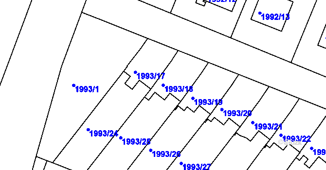 Parcela st. 1993/18 v KÚ Benešov u Prahy, Katastrální mapa