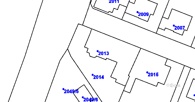 Parcela st. 2013 v KÚ Benešov u Prahy, Katastrální mapa