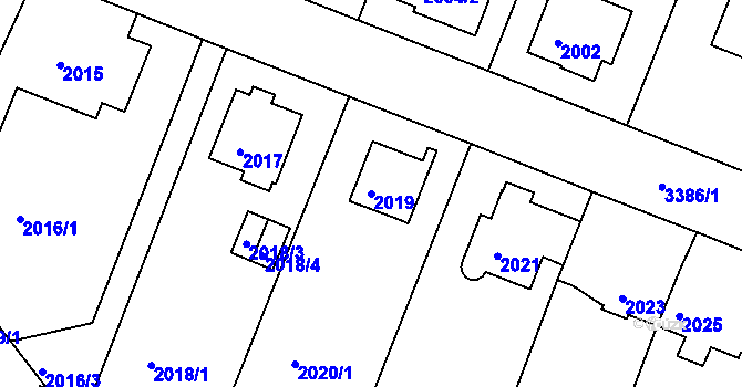 Parcela st. 2019 v KÚ Benešov u Prahy, Katastrální mapa