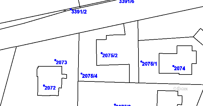 Parcela st. 2075/2 v KÚ Benešov u Prahy, Katastrální mapa