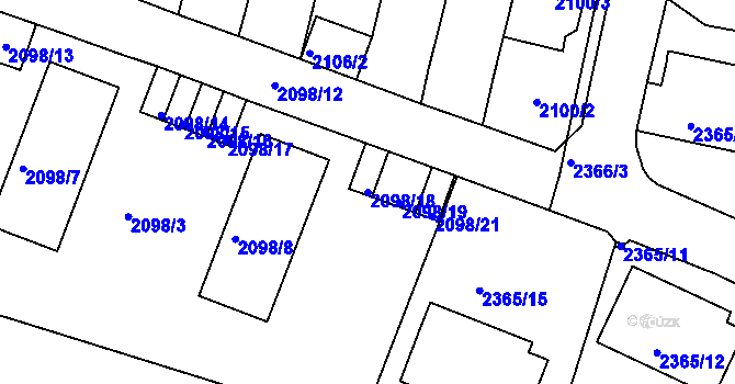 Parcela st. 2098/18 v KÚ Benešov u Prahy, Katastrální mapa