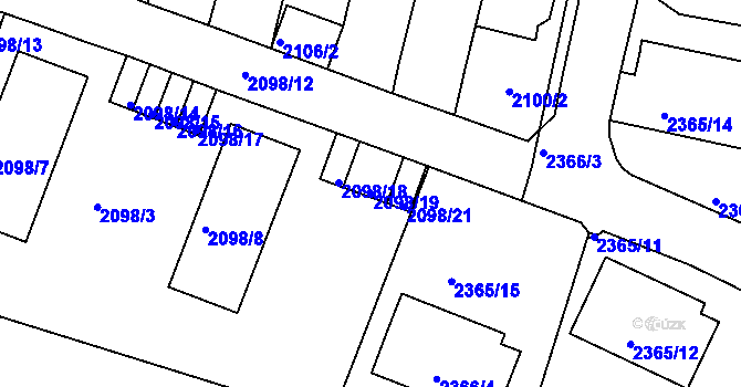Parcela st. 2098/19 v KÚ Benešov u Prahy, Katastrální mapa