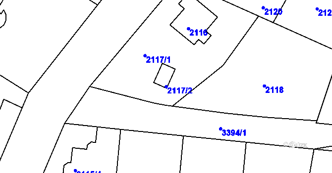 Parcela st. 2117/2 v KÚ Benešov u Prahy, Katastrální mapa