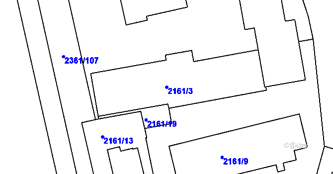 Parcela st. 2161/3 v KÚ Benešov u Prahy, Katastrální mapa