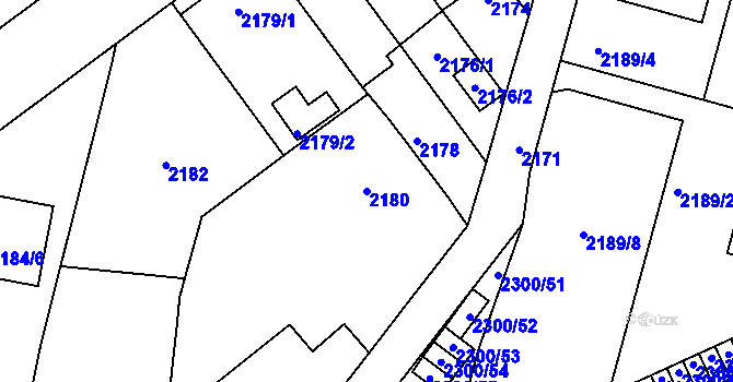 Parcela st. 2180 v KÚ Benešov u Prahy, Katastrální mapa