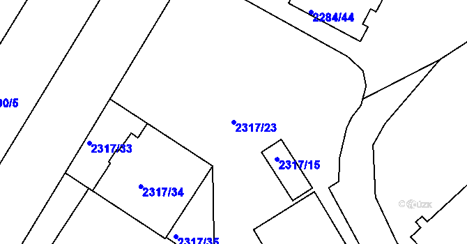Parcela st. 2317/23 v KÚ Benešov u Prahy, Katastrální mapa