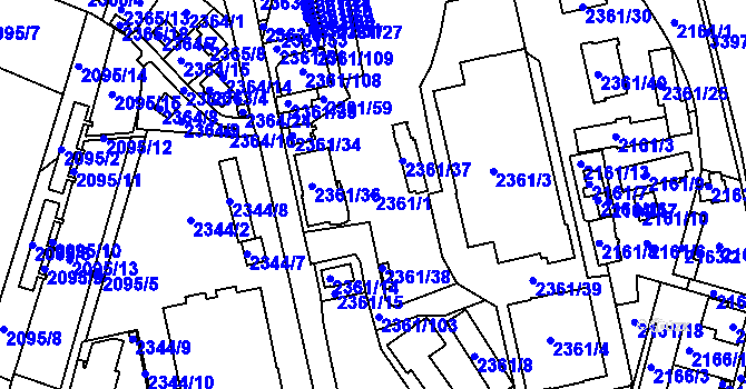 Parcela st. 2361/1 v KÚ Benešov u Prahy, Katastrální mapa