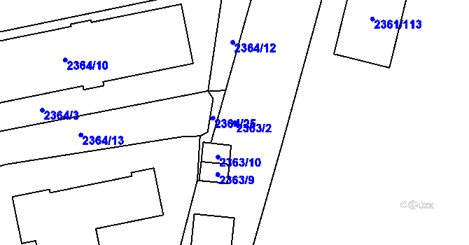 Parcela st. 2363/2 v KÚ Benešov u Prahy, Katastrální mapa