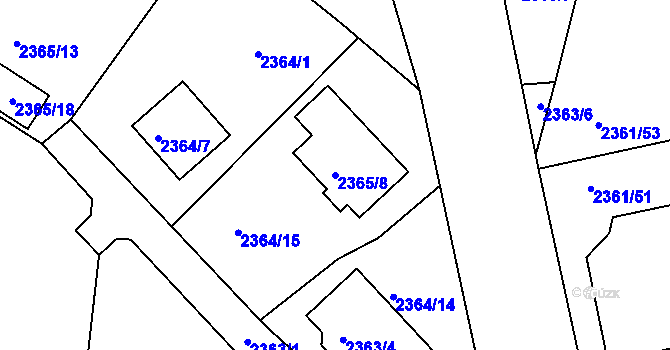 Parcela st. 2365/8 v KÚ Benešov u Prahy, Katastrální mapa