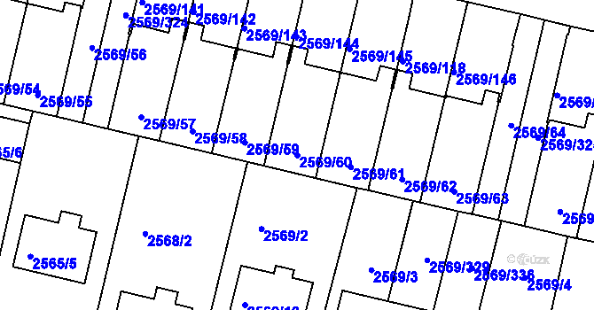 Parcela st. 2569/60 v KÚ Benešov u Prahy, Katastrální mapa