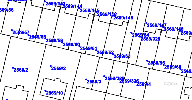 Parcela st. 2569/62 v KÚ Benešov u Prahy, Katastrální mapa